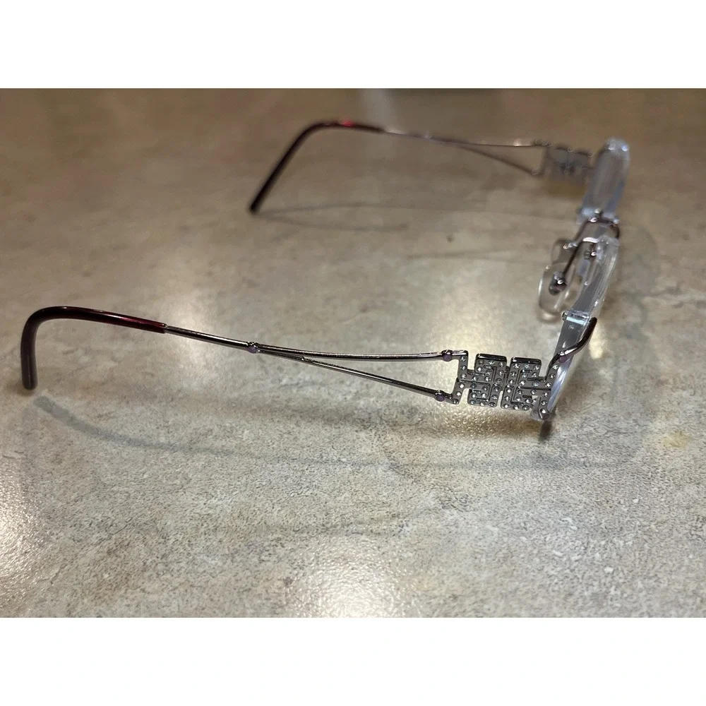 Versace 1080-b 1056 Rectangular Oval Rimless Eyeglasses Crystal Pink 52-16-130